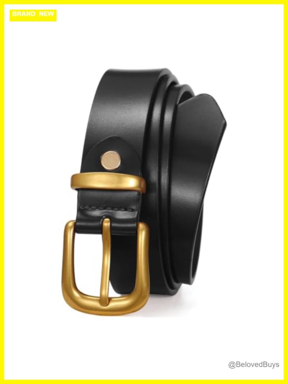 Women's Faux Leather Belt Gold Vintage Brass Buckle Waist Cinch